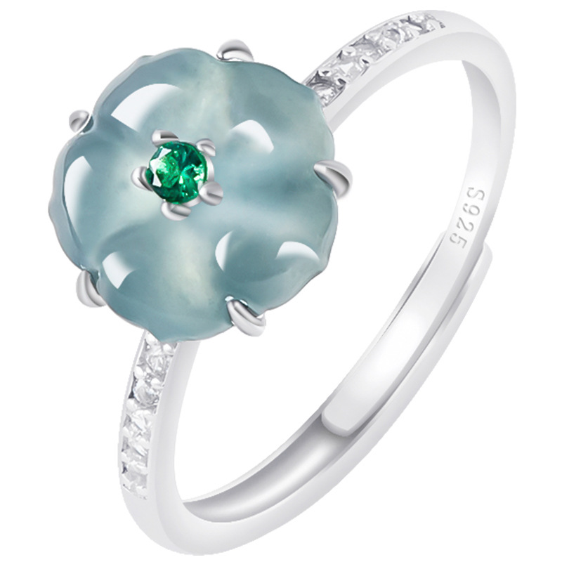 Accessories Woman - Blue Burmese Jadeite Flower Rings 925