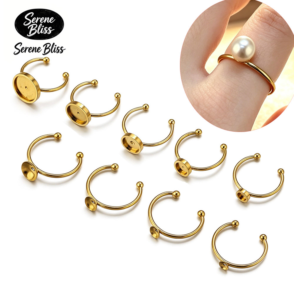 Ring Set Adjustable - 10pcs Stainless Steel Round Adjustable Open