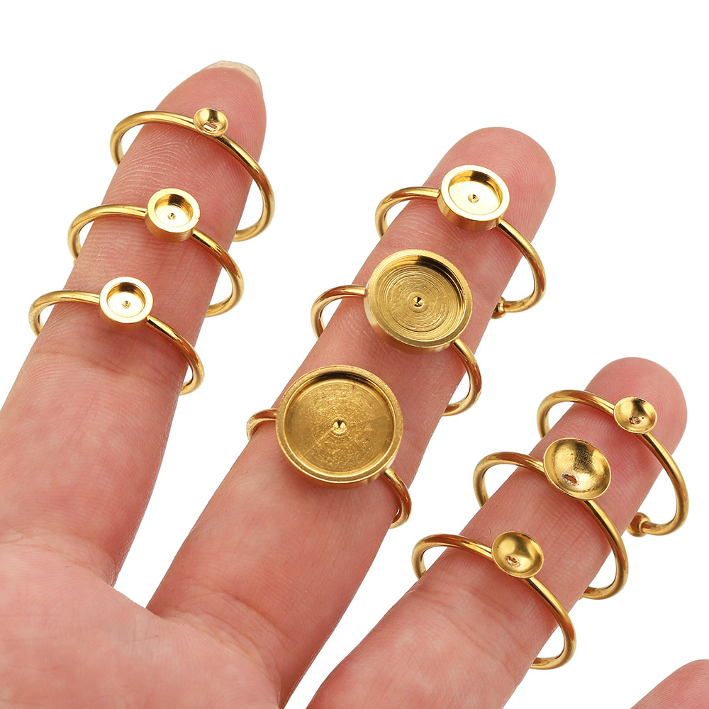 10pcs Stainless Steel Round Ad - огляд і ціна Ring Set Adjustable