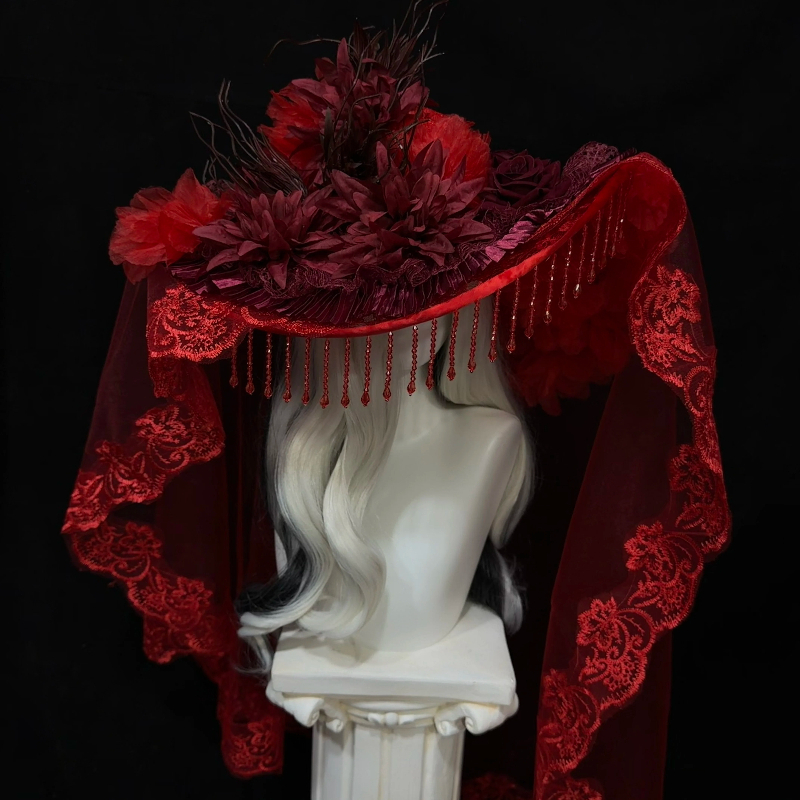Red Widow Hat for Women Lolita - огляд і ціна Women'S Victorian Era Accessories