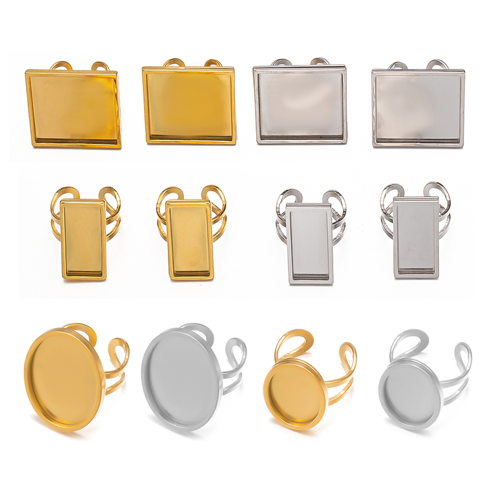 4Pcs  Stainless Steel Square O - огляд і ціна Ring Set Adjustable